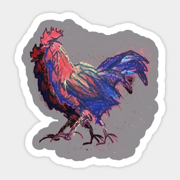 rooster and his shadow Sticker by DROSIA